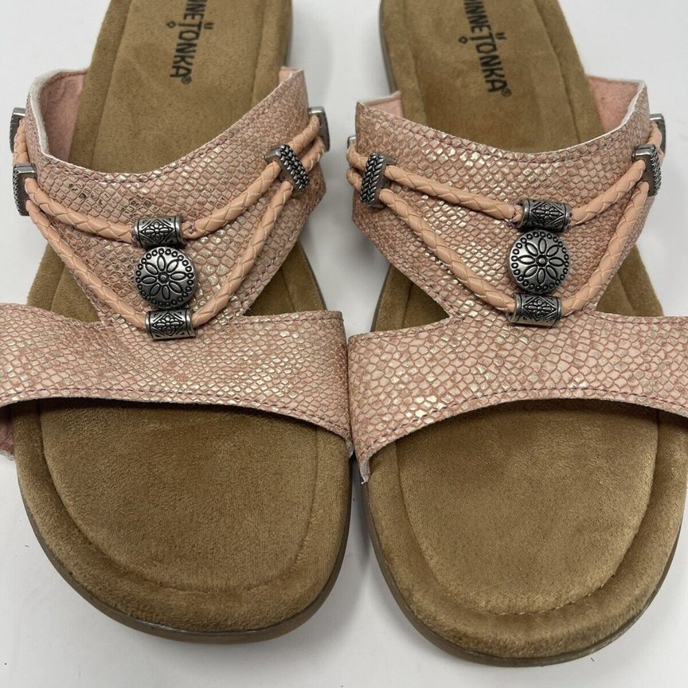 Minnetonka Blush Python Print Leanne Sandals - image 3